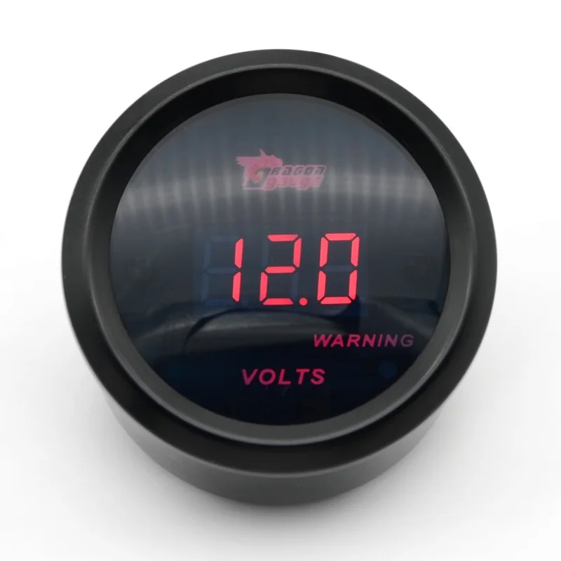 VOLT 52 мм Манометр/Температура воды/Температура масла/Масляный Пресс/Напряжение/Тахометр цифровой Красный светодиодный черный чехол - Цвет: VOLT