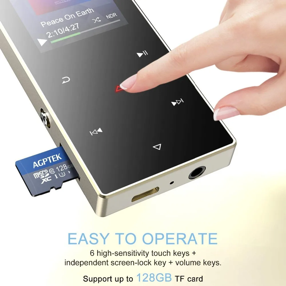 Портативный Bluetooth 4,2 MP3-плеер 8 ГБ/16 ГБ с динамиком HIFI музыка с FM видео запись электронная книга Walkman Mini SD до 128G
