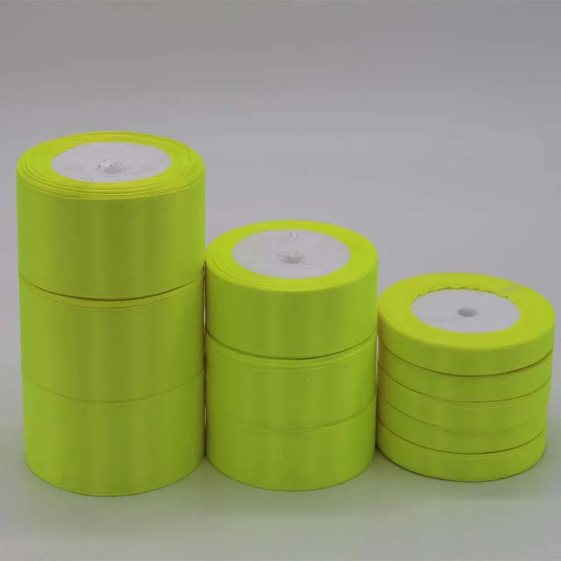 1 шт. 25 ярдов светло желто зеленая шелковая атласная лента для украшения