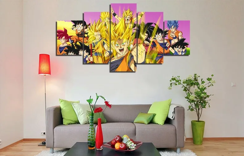 5 шт. картина на стену с изображением драконьего шарика z Goku Картина холсте