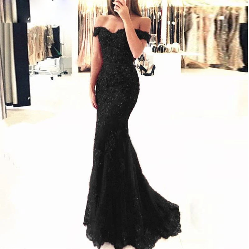 Кружевное Длинное Элегантное платье с открытыми плечами и бисером vestido formatura