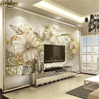beibehang 3d stereo luxury gold european style jewelry tv background wall custom photo wallpaper large wallpaper wall sticker