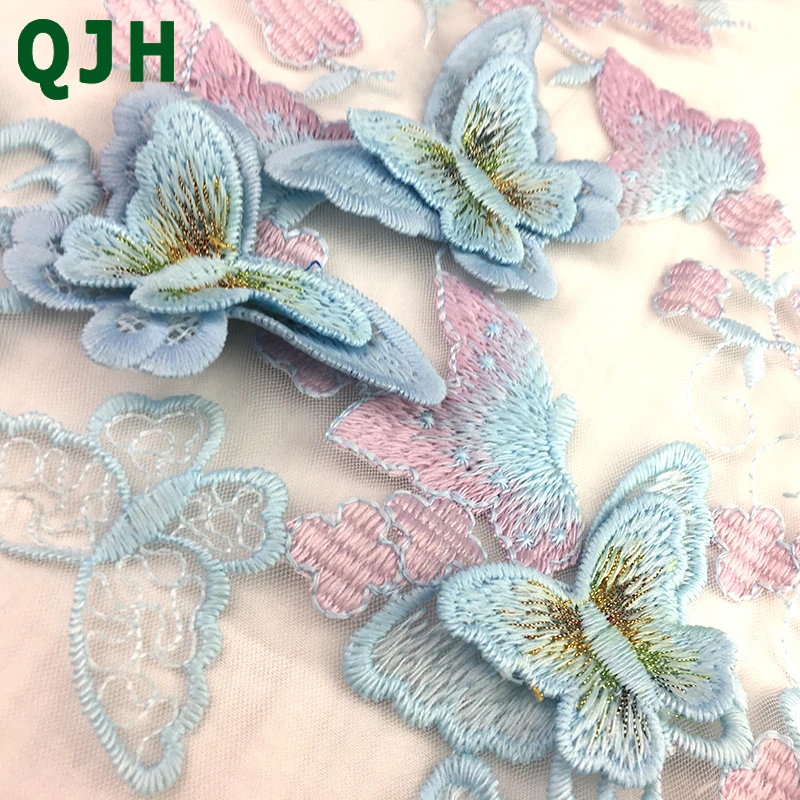 QJH 1Y Фантастическая 3D вышивка бабочки африканская Тюлевая кружевная ткань