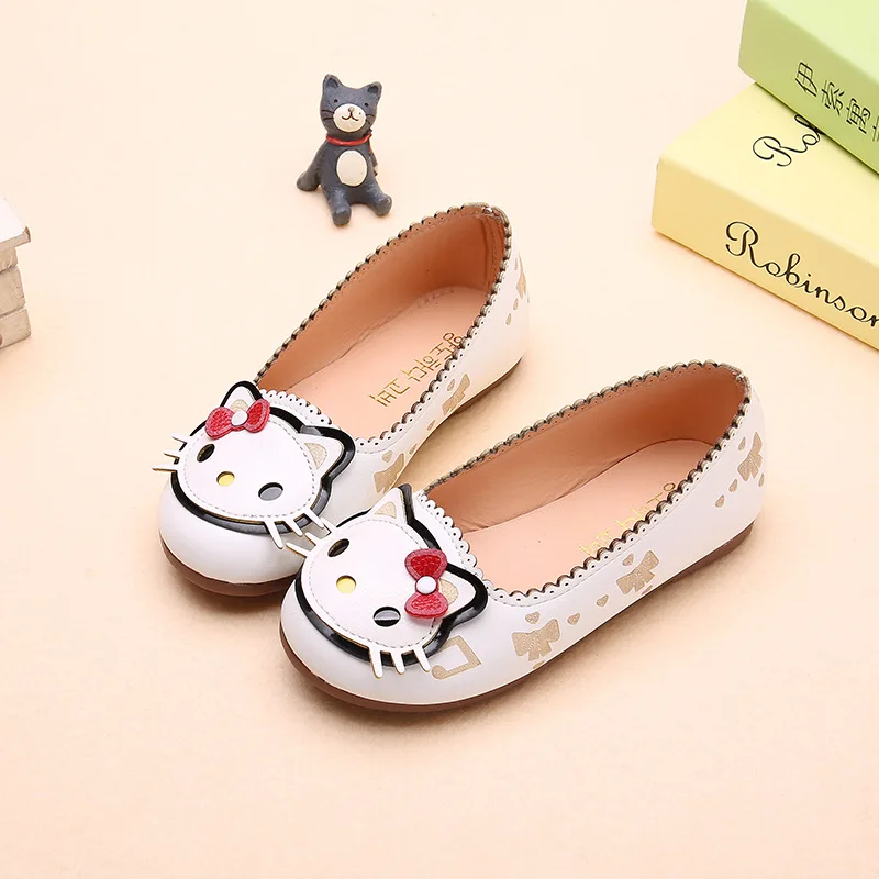 Демисезонный детей рисунок Hello Kitty обувь для девочек кожаные туфли принцессы