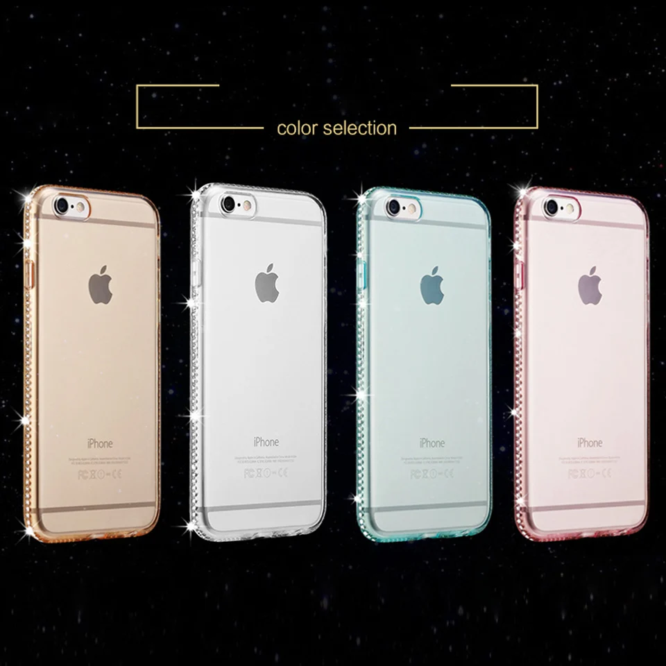 Алмазный Корпус из ТПУ для iphone SE 5S 6 6s 7 Plus X Samsung Galaxy Note 9 8 S9 S8 A6 2018 силиконовый чехол