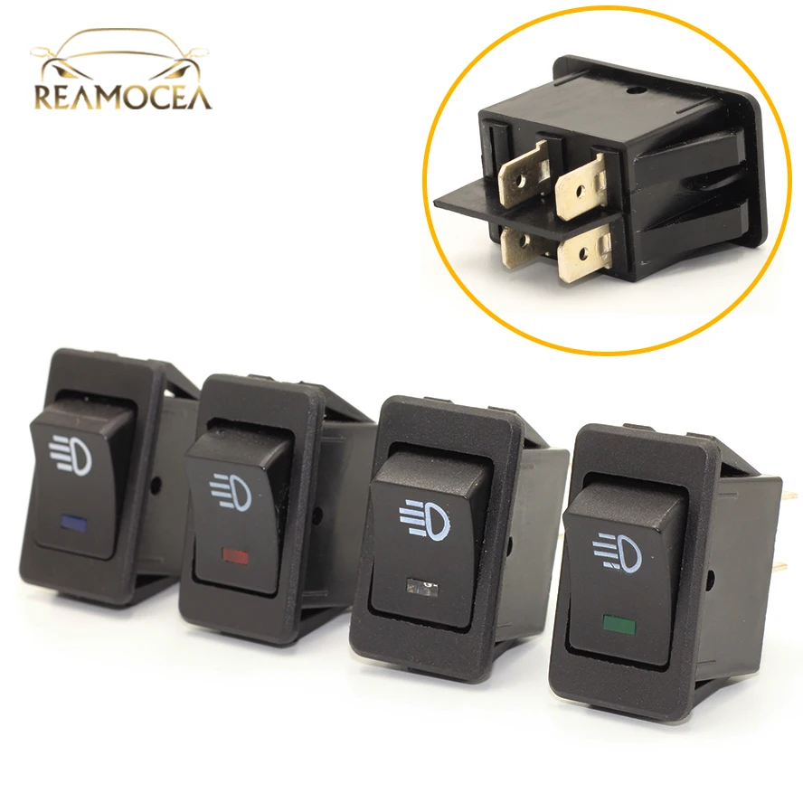 

Reamocea 4Pcs Universal Car Auto Fog Light Rocker Toggle Switch ASW-17D 12V 35A LED Dashboard LED Car Boat Accessories