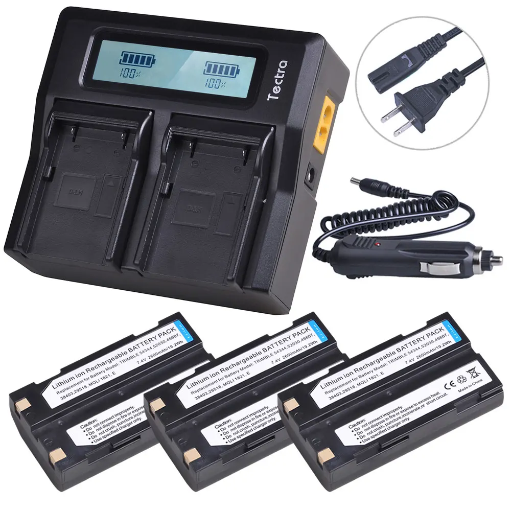 3 шт. 2600 мАч 54344 батарея + быстрое зарядное устройство с ЖК-дисплеем для Trimble 29518 46607