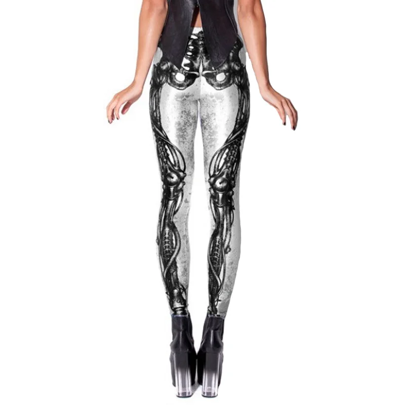 VISNXGI Leg Bones Printed Legging Skeleton Frame Women New Black White 3D Digital Milk Workout Jeggings Breathable Gym Pants