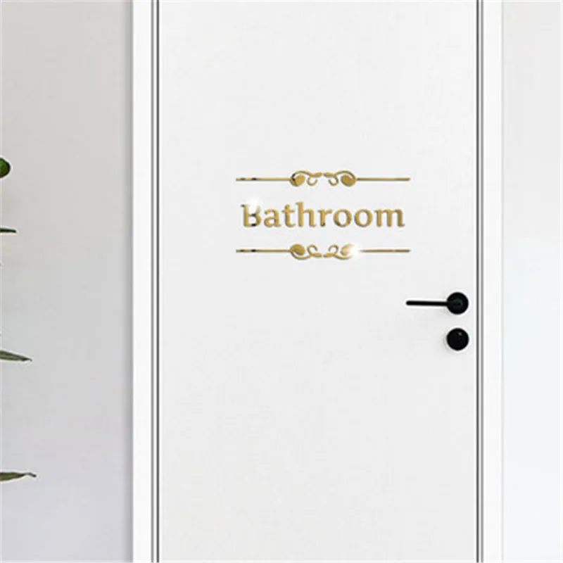 3D зеркальный настенный стикер Забавный Туалет дверь туалета вход знак мужчины женщины ванная комната