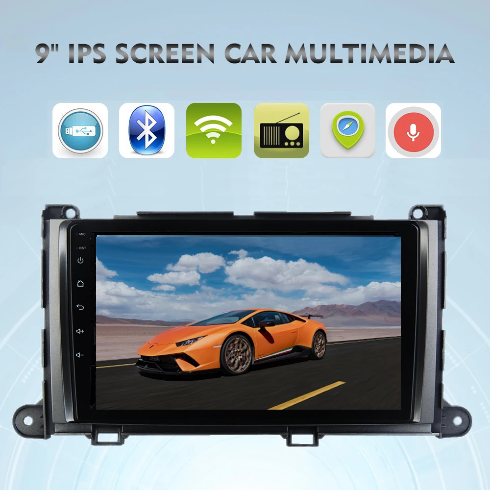 Android 9,0 1 din автомагнитола для Toyota Sienna XL30 мультимедиа 2010 2011 2012 2013 " 2.5D ips экран SWC carplay wifi BT 4G
