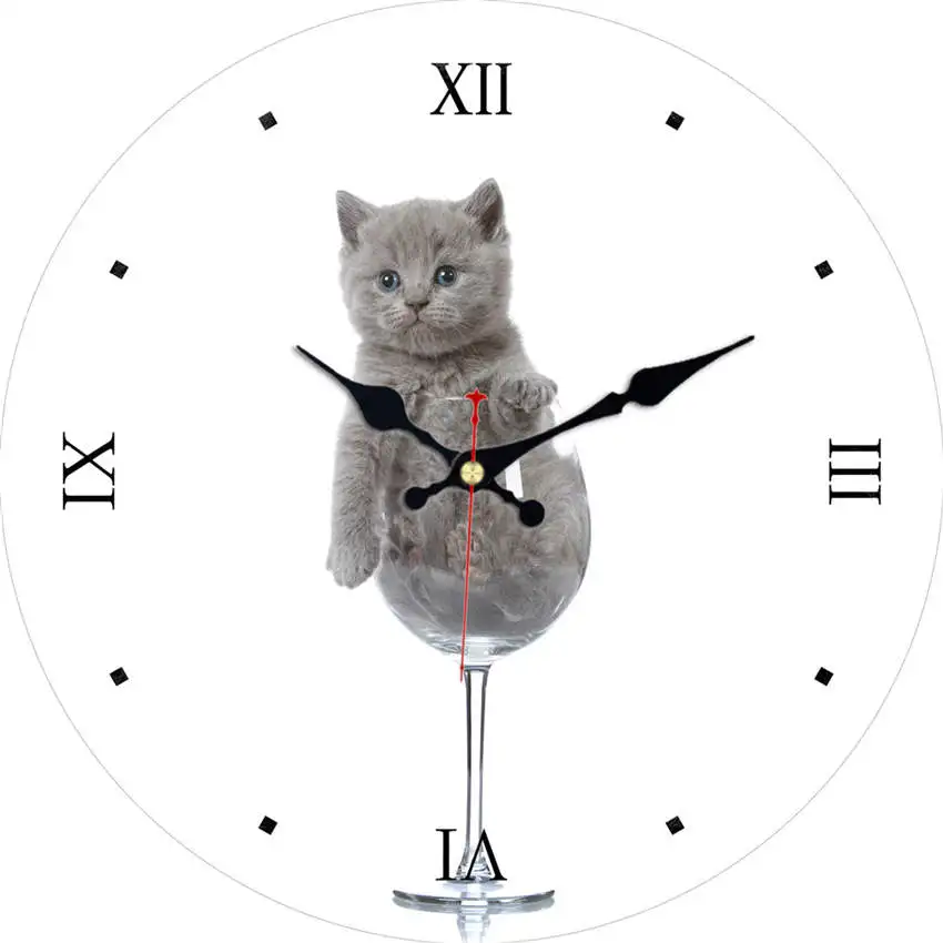 Gray Cute Cat WONZOM Будда дизайнерские часы с арабскими цифрами картонные настенные часы, бесшумные и не тикающие функции, античный стиль для кухни, офиса, дома - Цвет: Gray Cute Cat