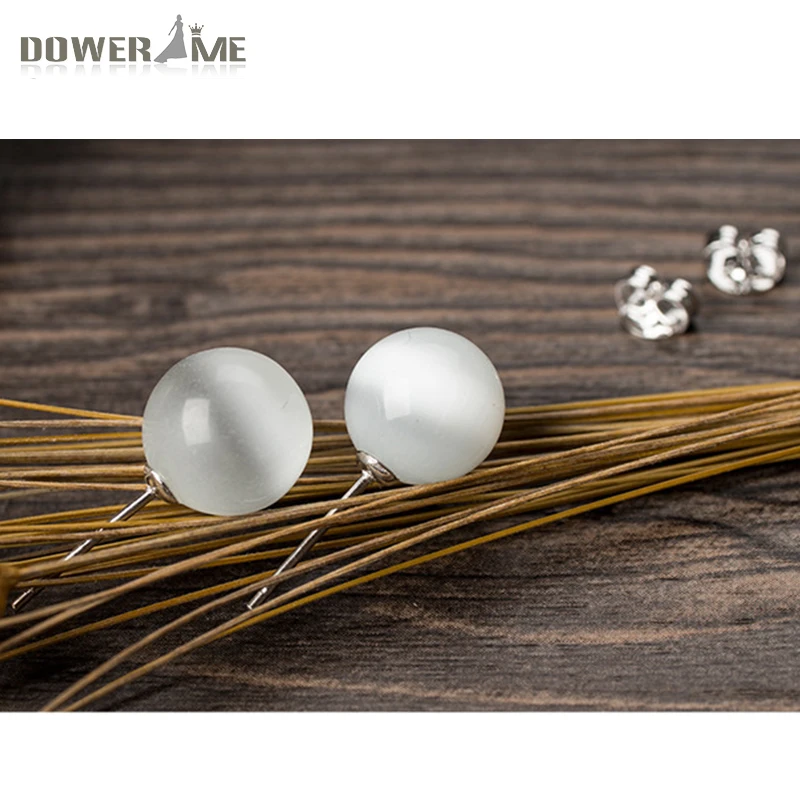 Dower Me стерлингового серебра 925 Белый опал Серьги-гвоздики оникс Для женщин Мода