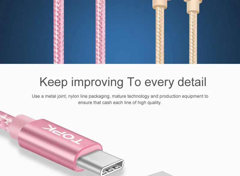 [3 шт. в упаковке] кабель TOPK usb type C с нейлоновой оплеткой корпус из алюминиевого сплава мягкий плетеный провод USB C кабель для устройств и разъемов type-C