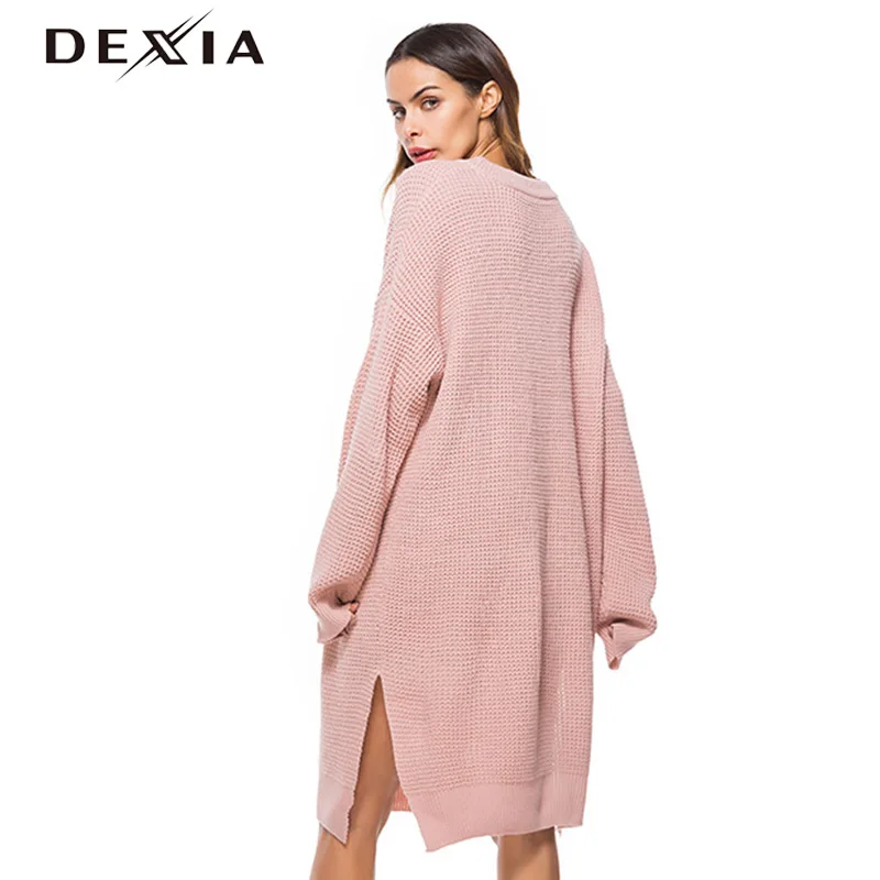 DEXIA Winter Long Sweater Women Fashion Sleeve Pullover Female Solid Color Autumn Green Casual Jumper ZJ021 | Женская одежда