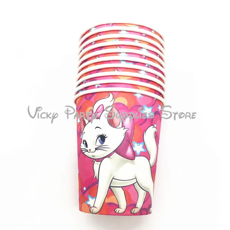 10 шт./лот Одноразовая чашка Marie Cat с рисунком розового кота тема аристократа