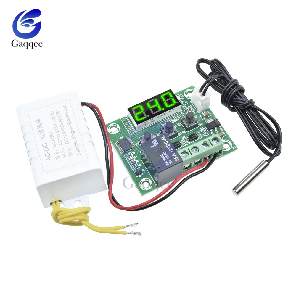 W1209 AC 110 V-220 V светодиодный цифровой термостат контроль температуры термометр термо контроль ler модуль переключателя w/источник питания AC-DC - Цвет: AC 110V-220V Green