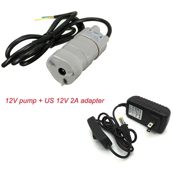 US 12V 2A adapter 12 V-24 V DC водяной насос на солнечных батареях аквариум три провода погружной Электрический мини-насос - Цвет: US 12V 2A adapter