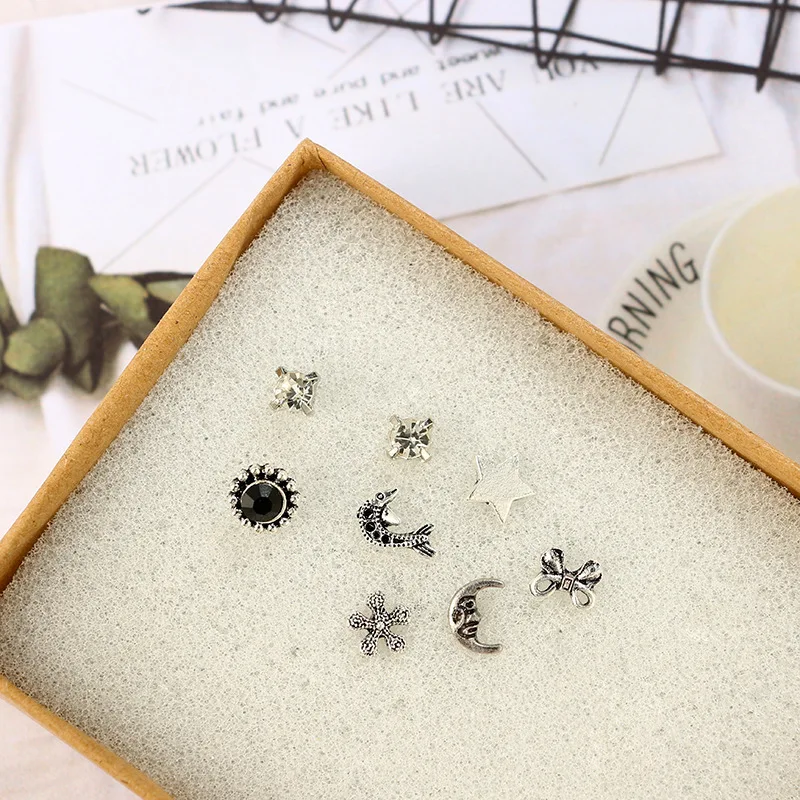 Серьги-кольца женские с фианитом и опалом небольшие богемные украшения со