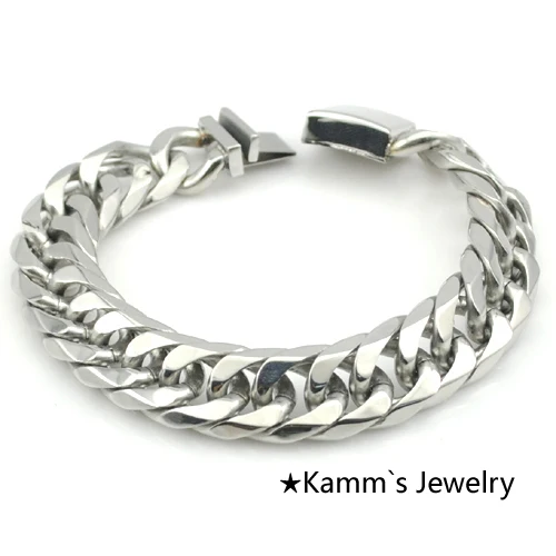 Мужской браслет из нержавеющей стали 16 мм высокое качество панк Байкерская цепь