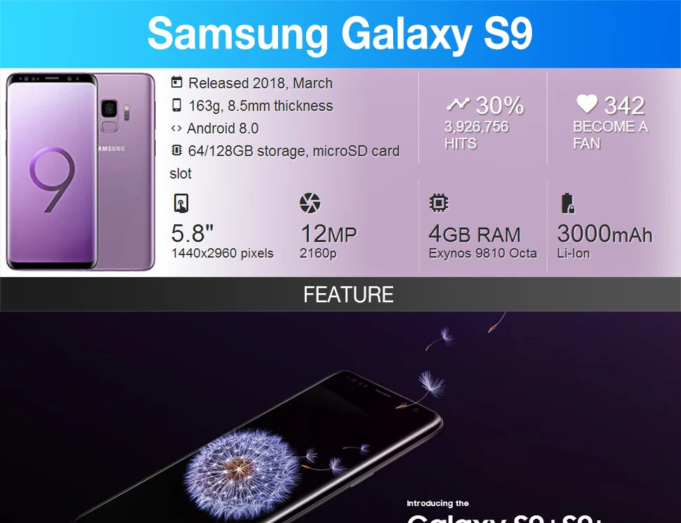 Мобильный samsung Galaxy S9 G960F разблокированный LTE Android сотовый телефон 5," 12MP 4G ram 64G rom