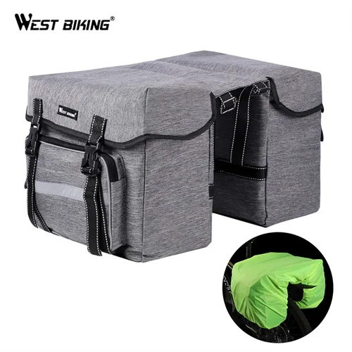 Grey With Raincover WEST BIKING 25л велосипедная сумка для активного отдыха MTB дорожный велосипед сумка на заднее сиденье Большая вместительная седельная сумка велосипедная задняя стойка сумка - Цвет: Grey With Raincover