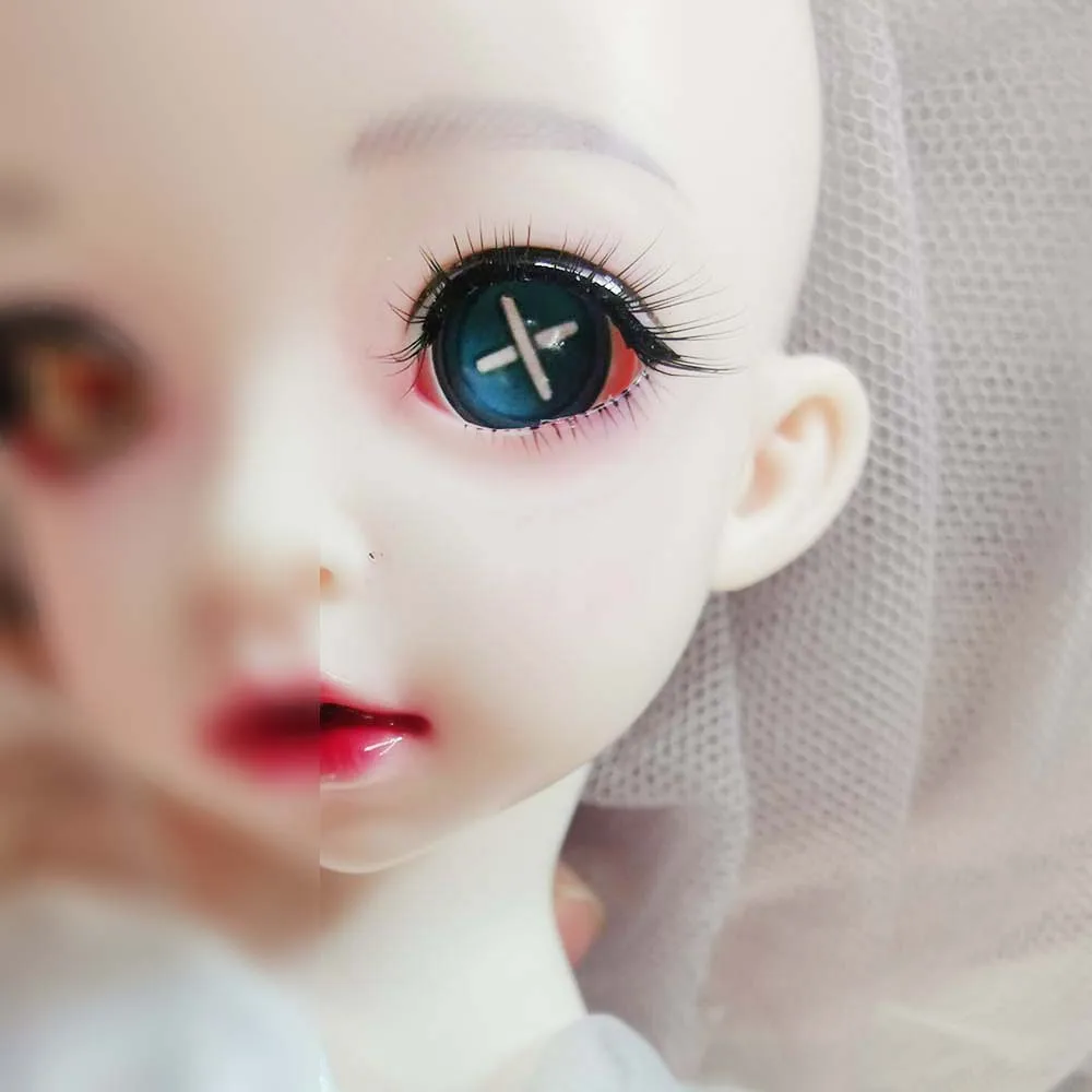 Bjd глаза синий крест X кукла DIY plalstic BJD глазные яблоки 12 мм 14 16 18 20 22 круглый sd msd 1/3 1/4
