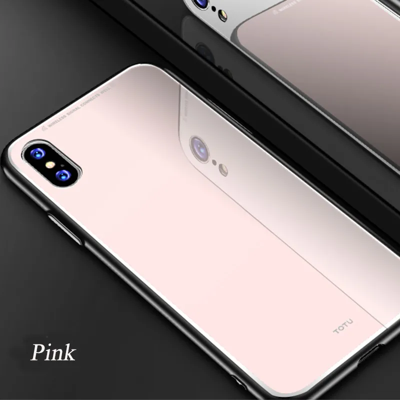 Pink Чехол TOTU для iPhone X/XR/XS Max чехол цветной чехол из закаленного стекла задняя крышка для крышки/Coque/Fundas iPhone X/XR/XS Max чехол s - Цвет: Pink