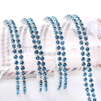 ss681012 10m all size aquamarine crystal and plated silver base garment accessories wedding dress cup chain rhinestone