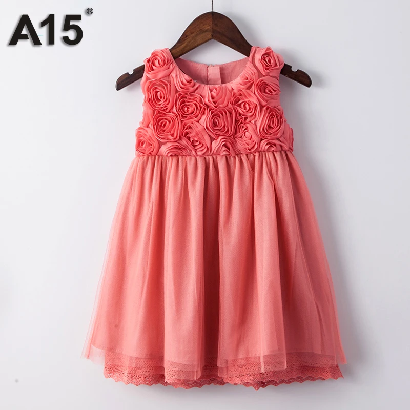 A15 Baby Girls Dress Princess Birthday Party White Flower Summer 2017 Kids for Age 2 3 6 8 Year | Детская одежда и обувь