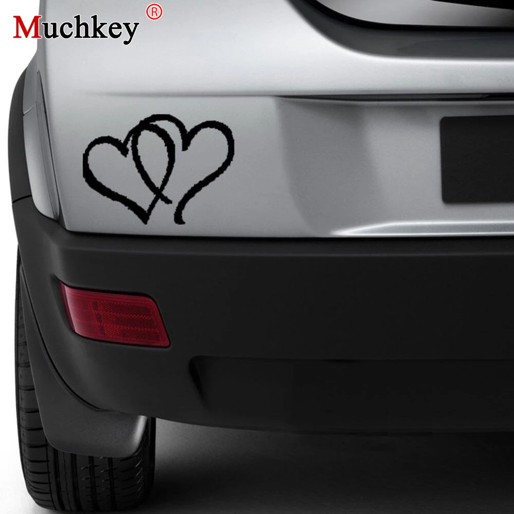 

22.8cm*15cm Hearts Double Heart Vinyl Bumper Stickers Car Truck Window Tool Boxes Wall Laptop Notebook Cute Sticker Decal
