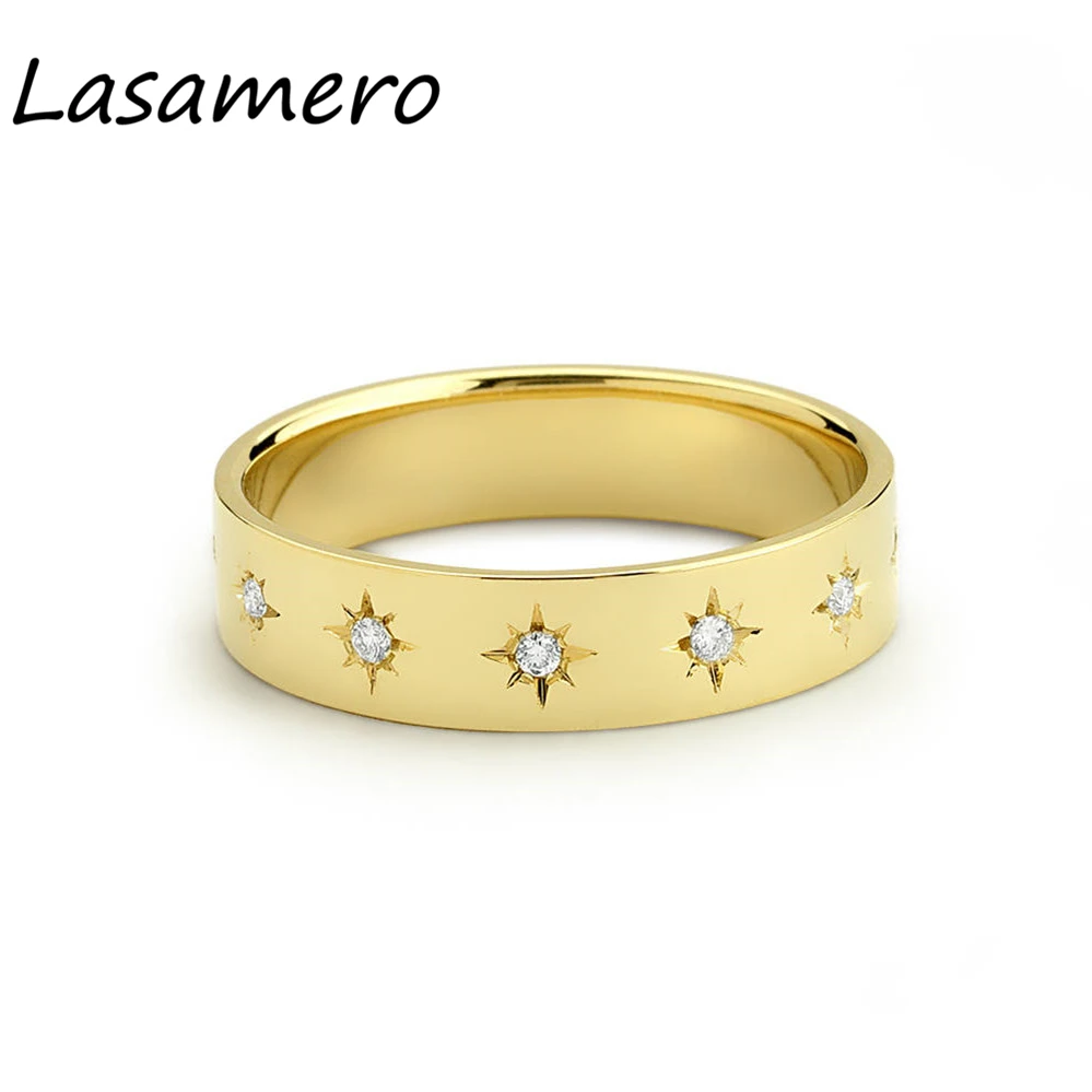 Браслет для свадьбы LASAMERO Круглый 0 11 CTW натуральный бриллиант 14k золото Star Eternity