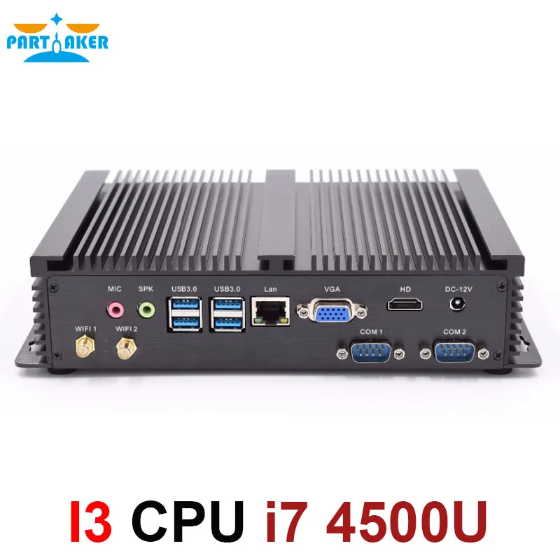 Partaker I3 Mini Computer Fanless Mini PC Windows 10 Core i3 5005U i5 4200U i7 4500U i3 7100U 2RS232 industrial PC Rugged PC