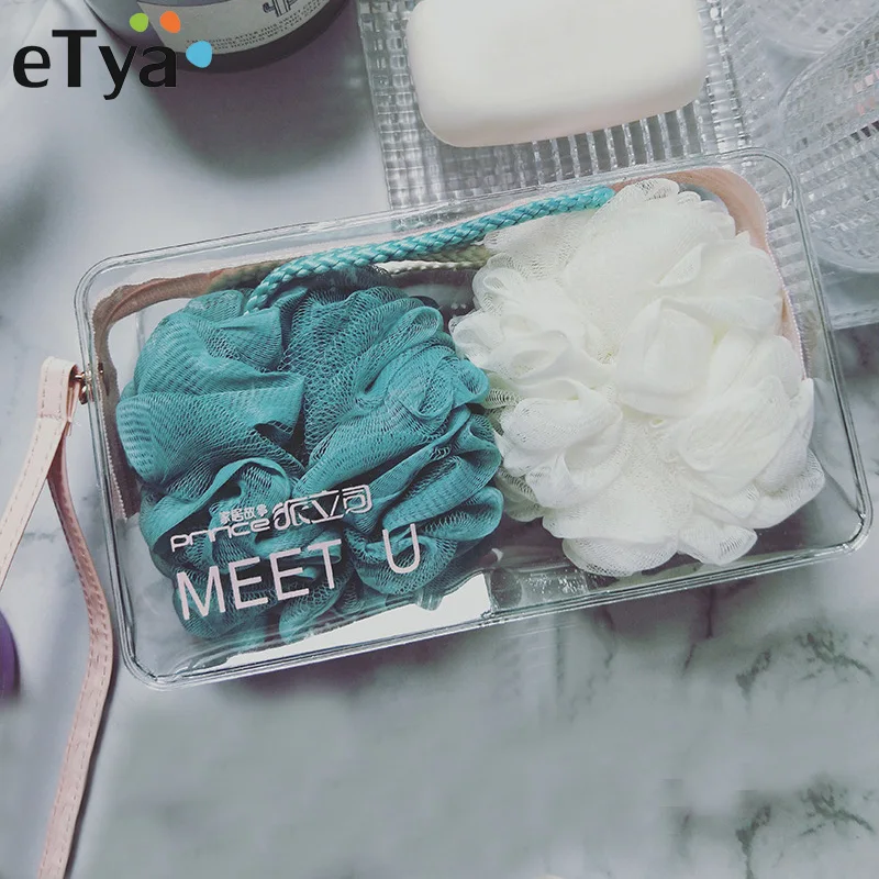 Розовая дорожная косметичка eTya из прозрачного ПВХ для женщин чехол косметики