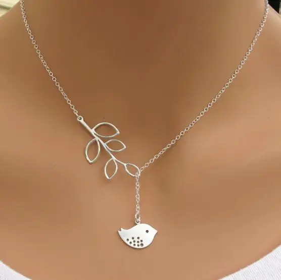 Лидер продаж ожерелье с изображением птиц на ветках серебряного цвета ювелирное