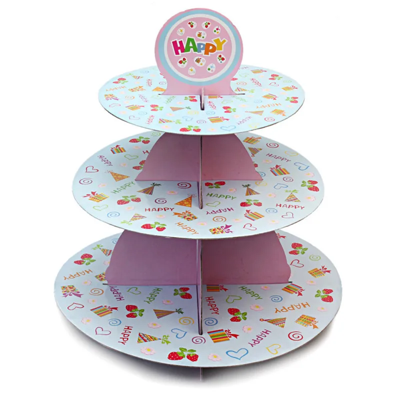 3 Уровня Картон торт подставка для свадебного торта пластина Дисплей держатель