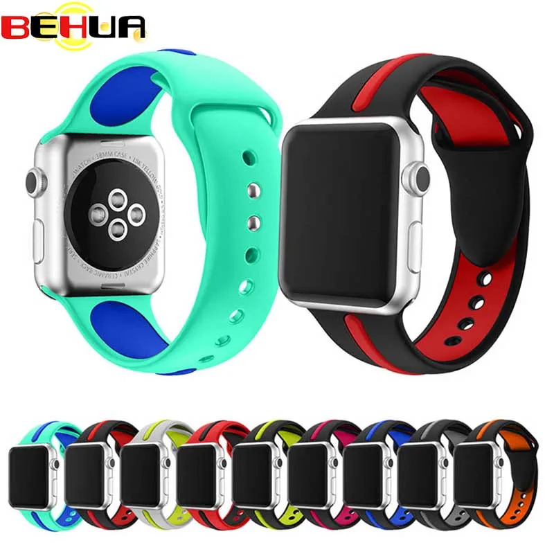 42 мм 38 ремешок для часов силиконовый спортивный Apple Watch браслет 13 видов цветов watch