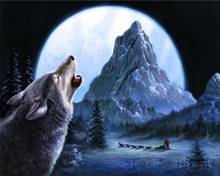 5d квадратная Алмазная картина волка значок с вышивкой в виде ромба вышивка
