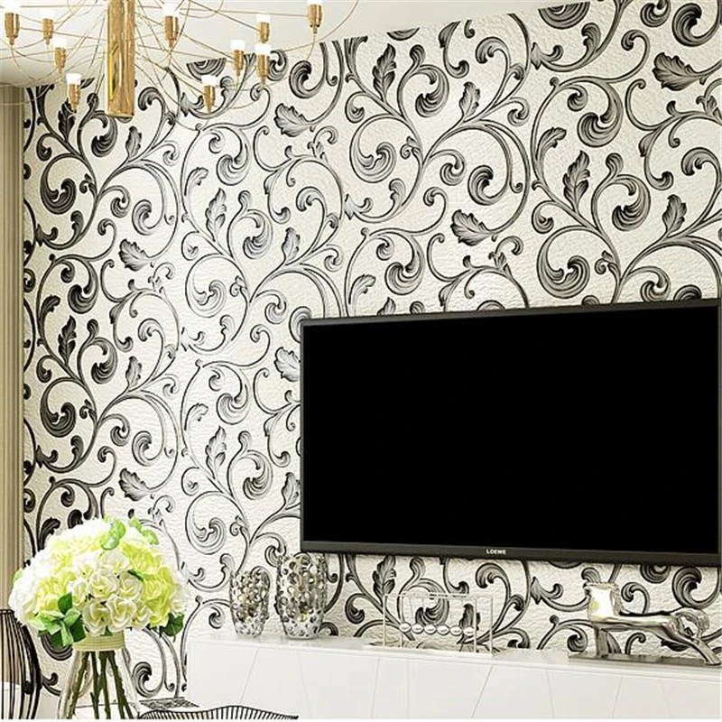 beibehang Modern simple deerskin cashmere foaming process thick three-dimensional non-woven wallpaper TV background wall | Обустройство