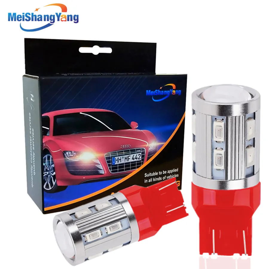 2x W21/5W T20 7443 LED Red 12V Cree Chip 12SMD 5730 Auto Turn Signal Lamp Car 7440 w21w Bulbs Brake Reverse Lights | Автомобили и