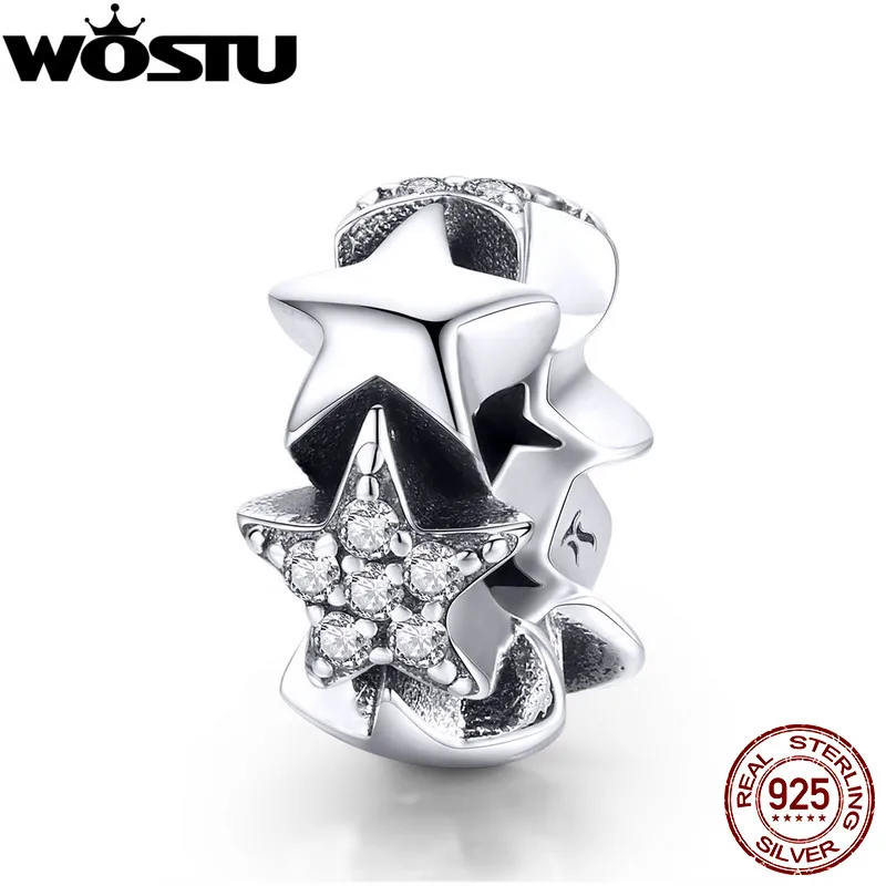 WOSTU абсолютно новый 925 пробы серебряных звездочек разделитель Шарм бисера для