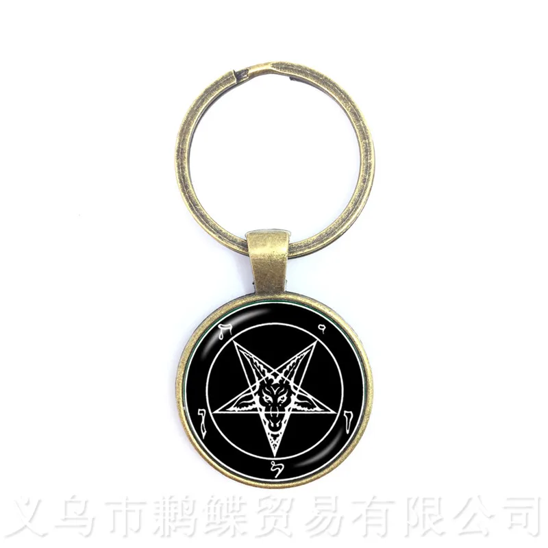 Красная овечья голова Pentacle брелки стеклянный купол художественный Рисунок круг