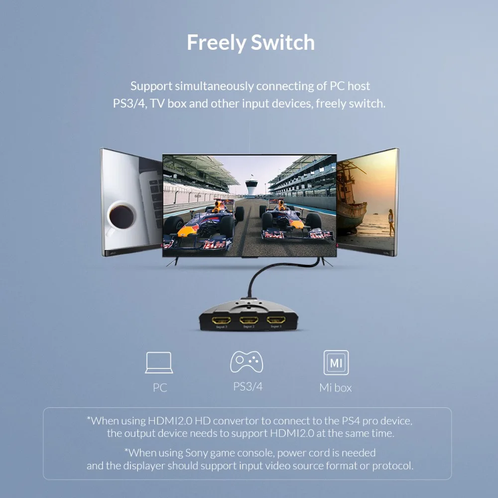 ORICO HDMI сплиттер 3 в 1 выход 4 к коммутатор с инфракрасным пультом дистанционного