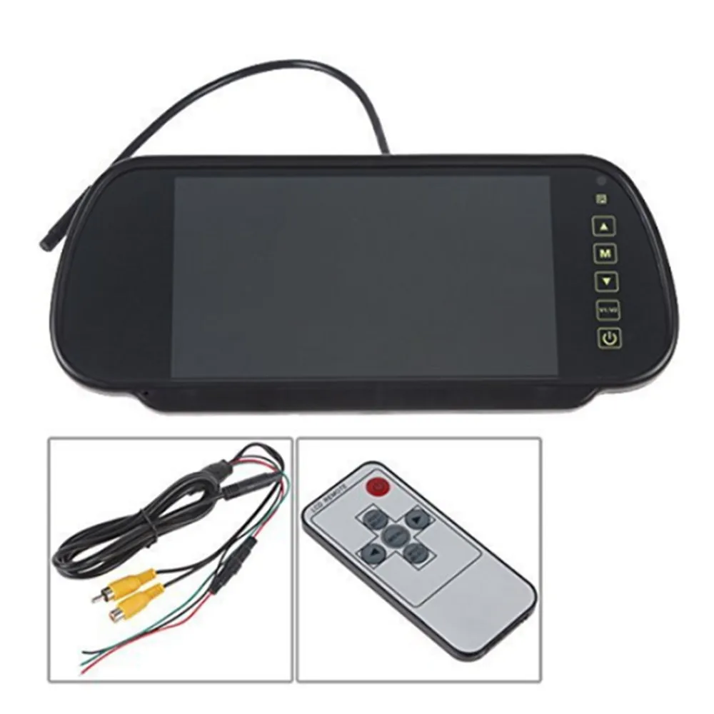 Автомобильный монитор " TFT lcd экран зеркало заднего вида монитор помощь при парковке 2 AV вход пульт дистанционного управления, камера заднего вида опционально