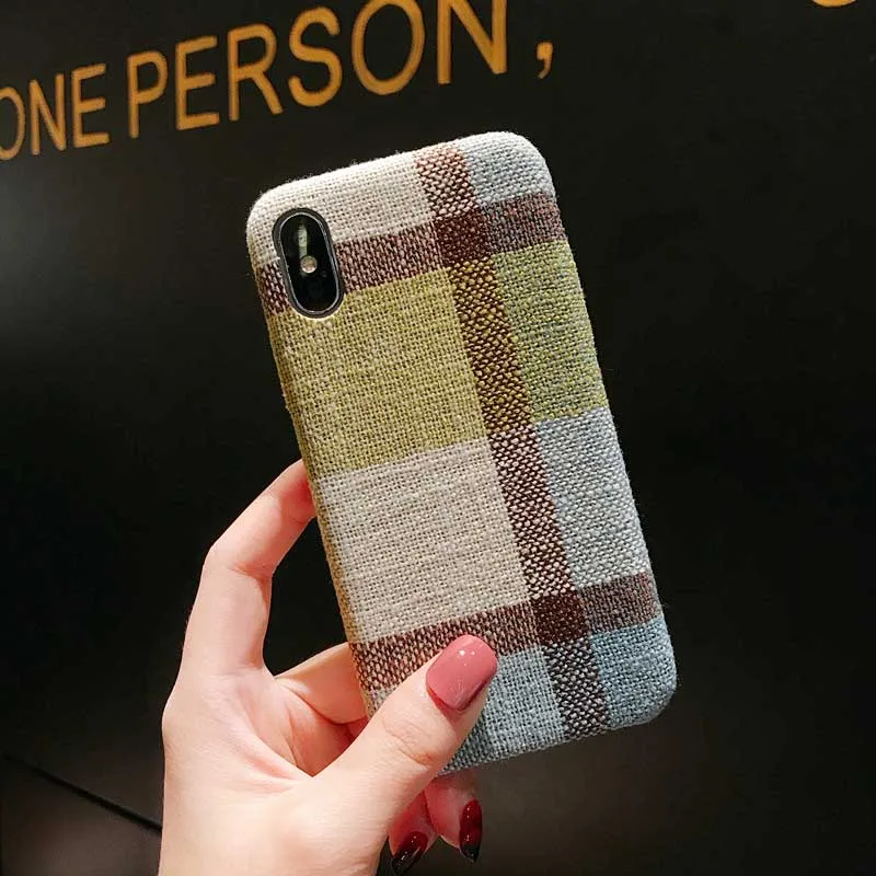 Цветной тканевый чехол Kerzzi для iPhone XS MAX X 6 7 8 Модные Цветные Чехлы в клетку Plus