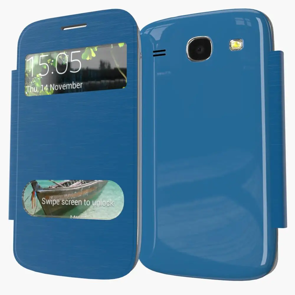 Кожаный чехол с откидной крышкой и открытым окошком для Samsung Galaxy Core i8262 i8260 8260|case