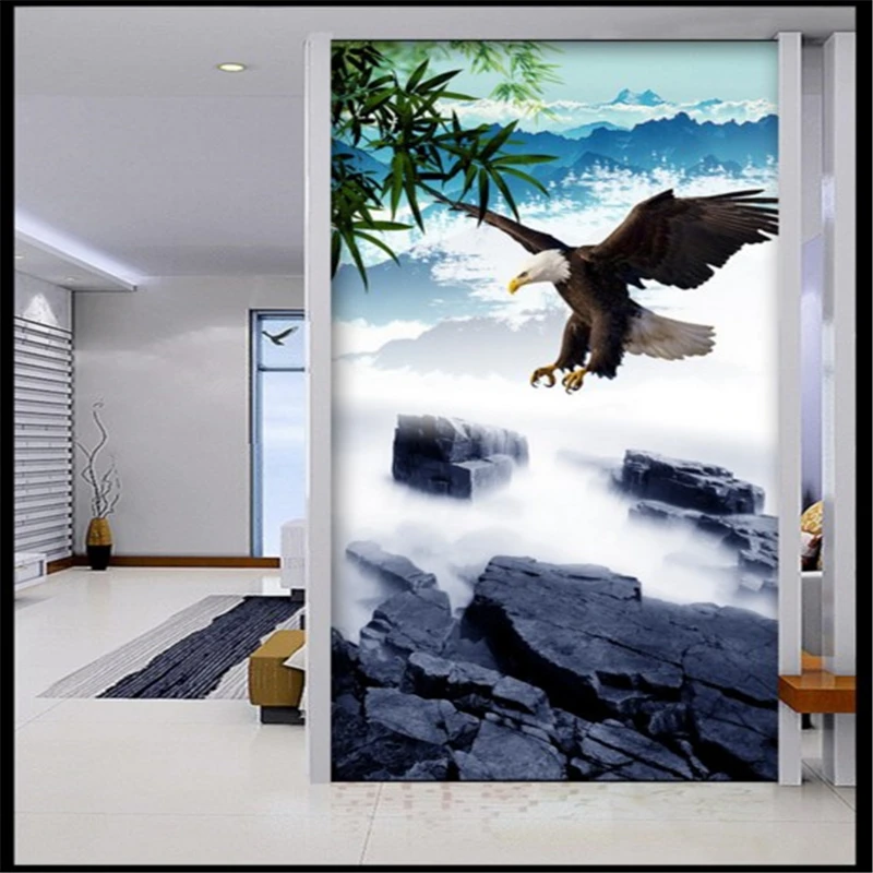 beibehang Custom Wallpapers 3D Stereo Home Decoration Paintings Seawater Bamboo Eagles Dapeng Great Exposition