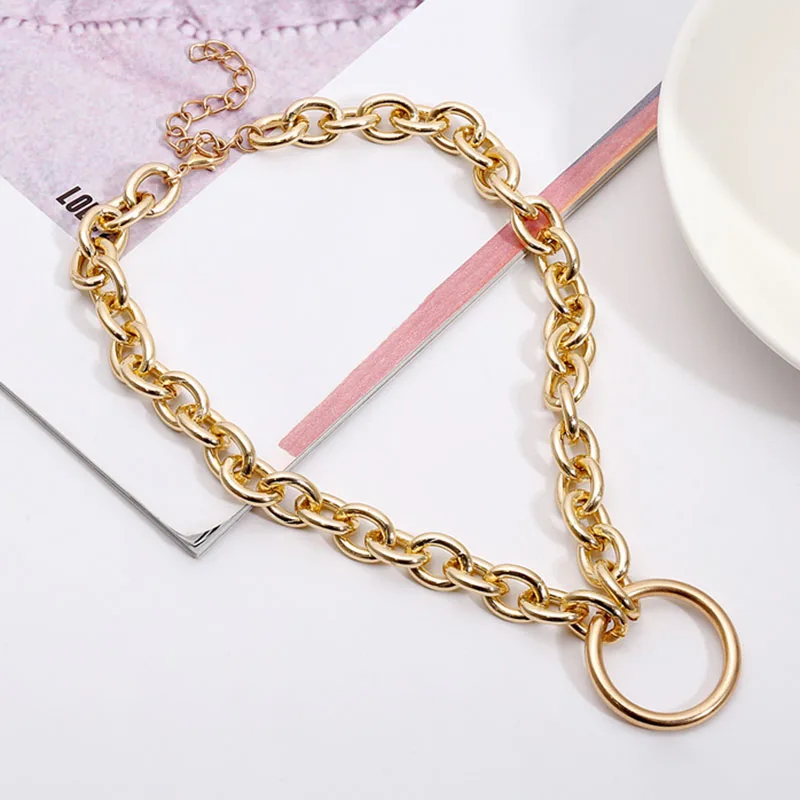 Gold Chain Choker Готическое золото/родий 12 мм толстое большое массивное звено цепи колье ожерелье для женщин подарок на день Святого Валентина Новинка - Окраска металла: Gold Chain Choker
