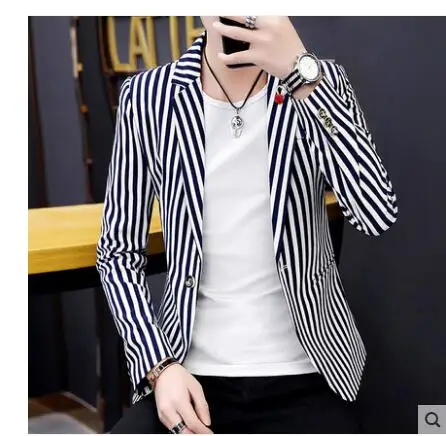 2019 весенний мужской костюм Корейская версия тренда в полоску маленький ночной