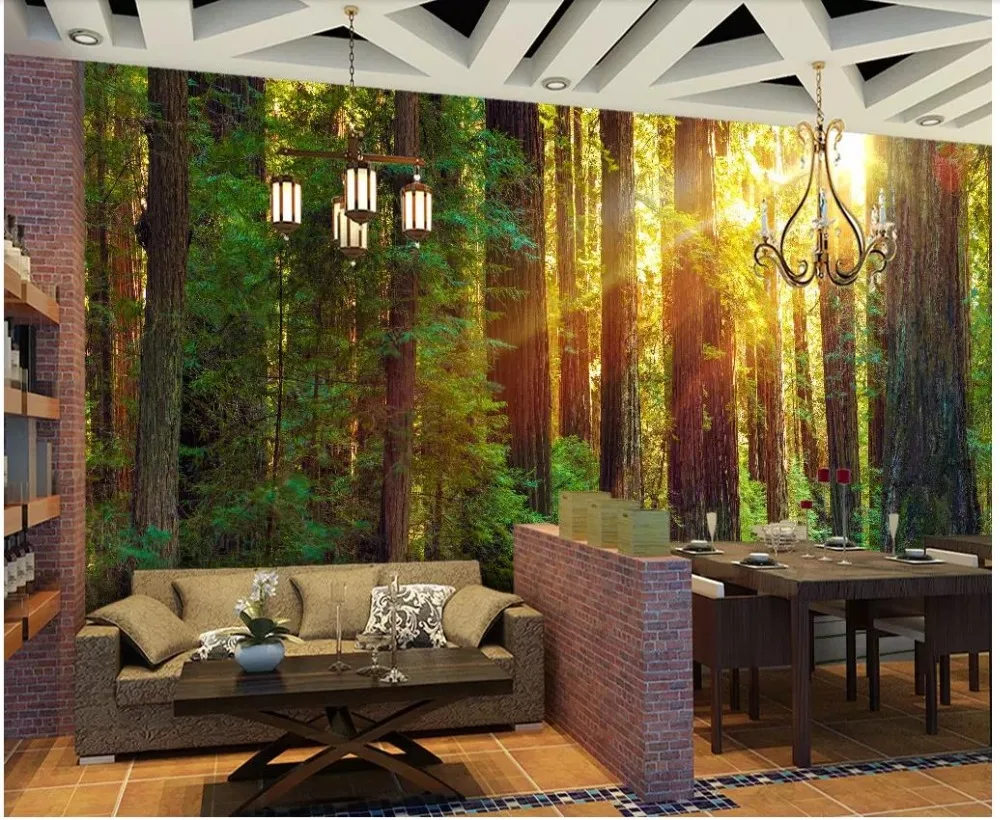 Пользовательские фото обои 3d настенные фрески лес Солнечный свет фон настенная