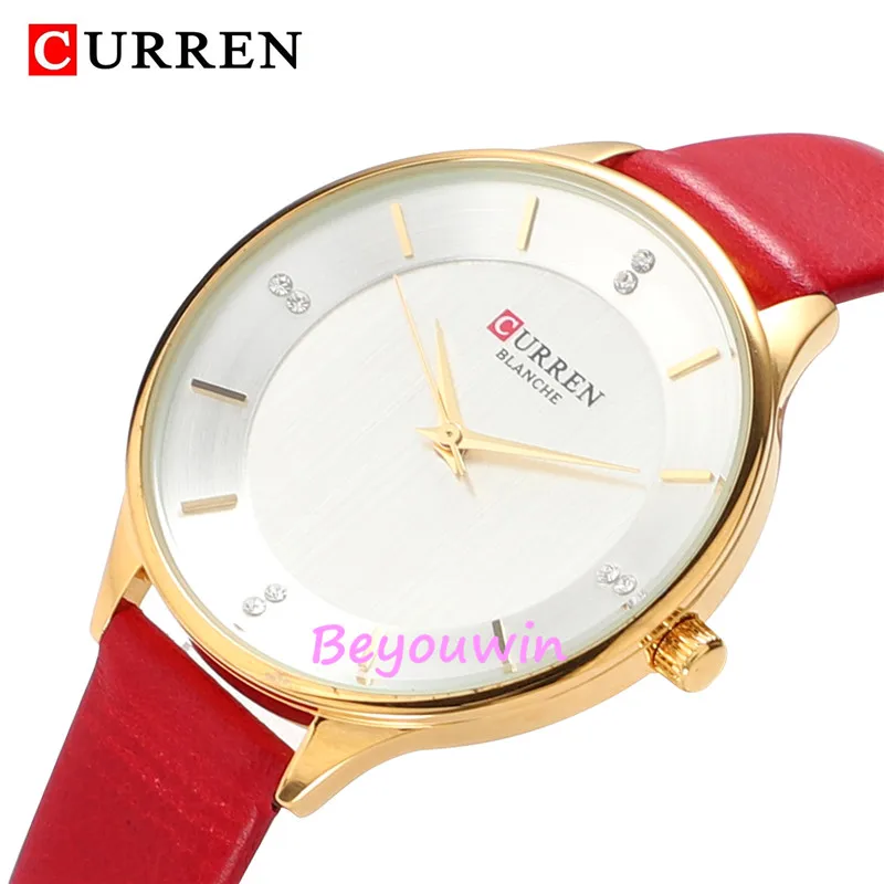 Часы curren 9041 роскошные женские часы топового бренда с кожаным ремешком кварцевые